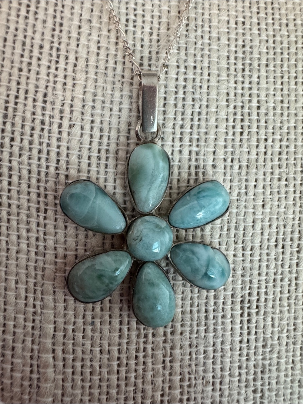 Blue Turquoise Flower Pendant Necklace